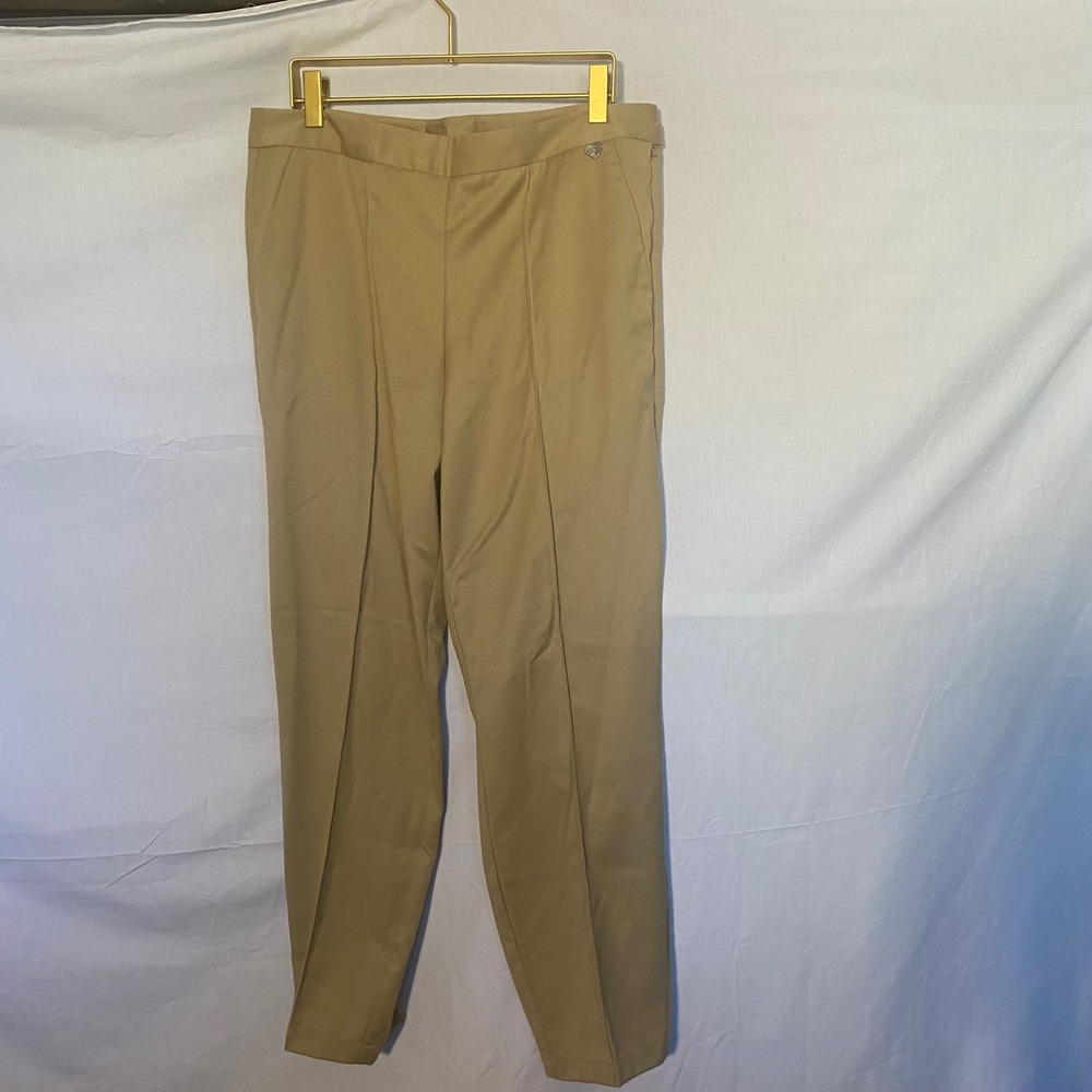 Twinset Simona Barbieri Rafia Beige Tailored‎ Tapered Trousers PS72D6 IT 44 NEW